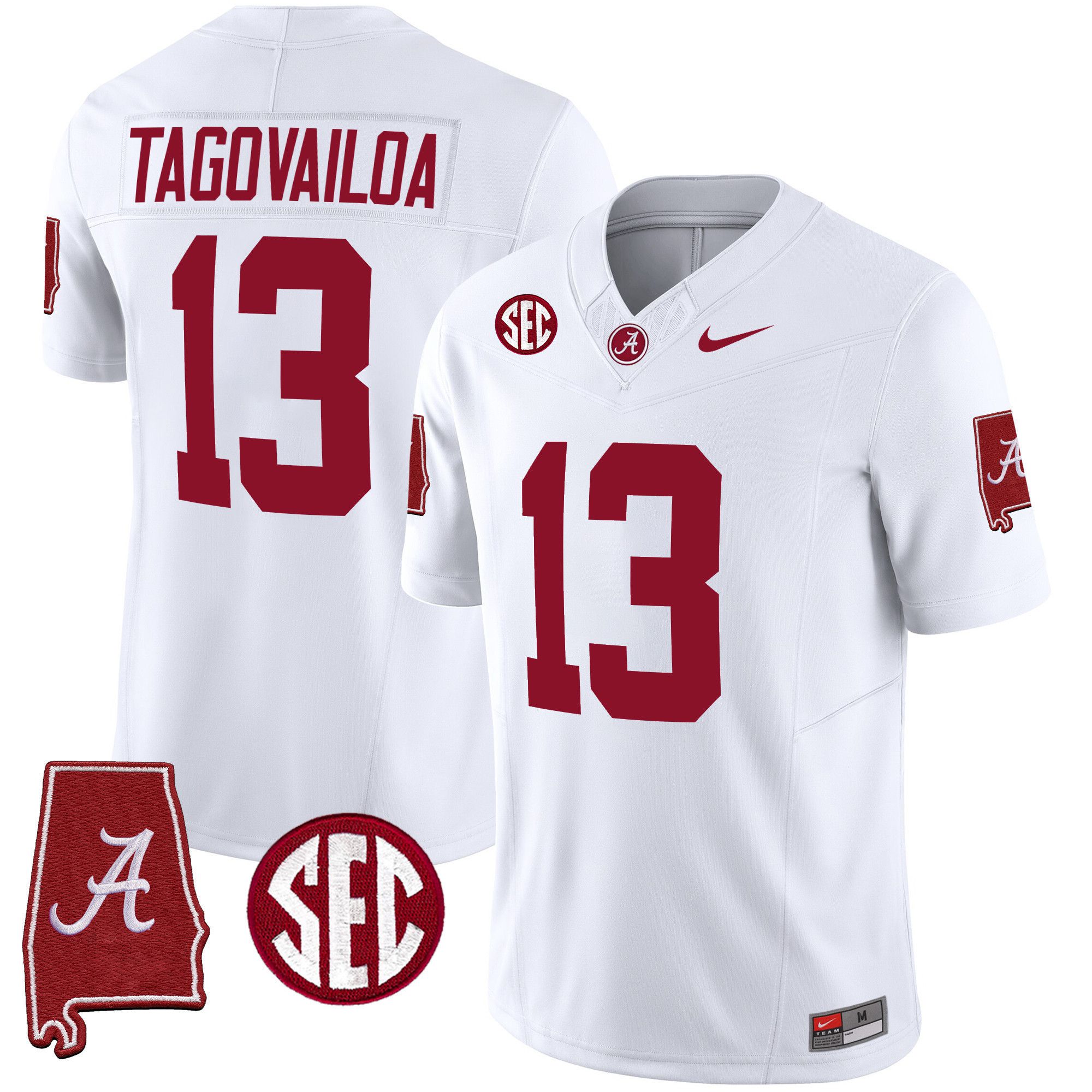 Men Alabama Crimson Tide #13 Tagovailoa White 2024 Nike Vapor Limited NCAA Jersey